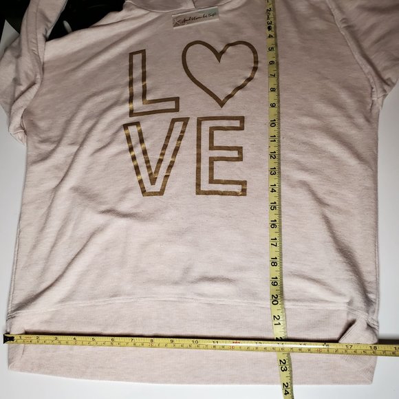 ReUnited-Marled Hoodie with LOVE Square Graphic Super Soft Terry Crop… - Picture 8 of 8